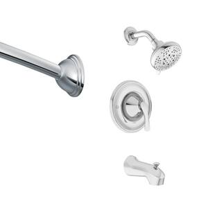 Darcy Single-Handle 5-Spray Tub and Shower Faucet with Curved Shower Rod in Chrome (Valve Included)
