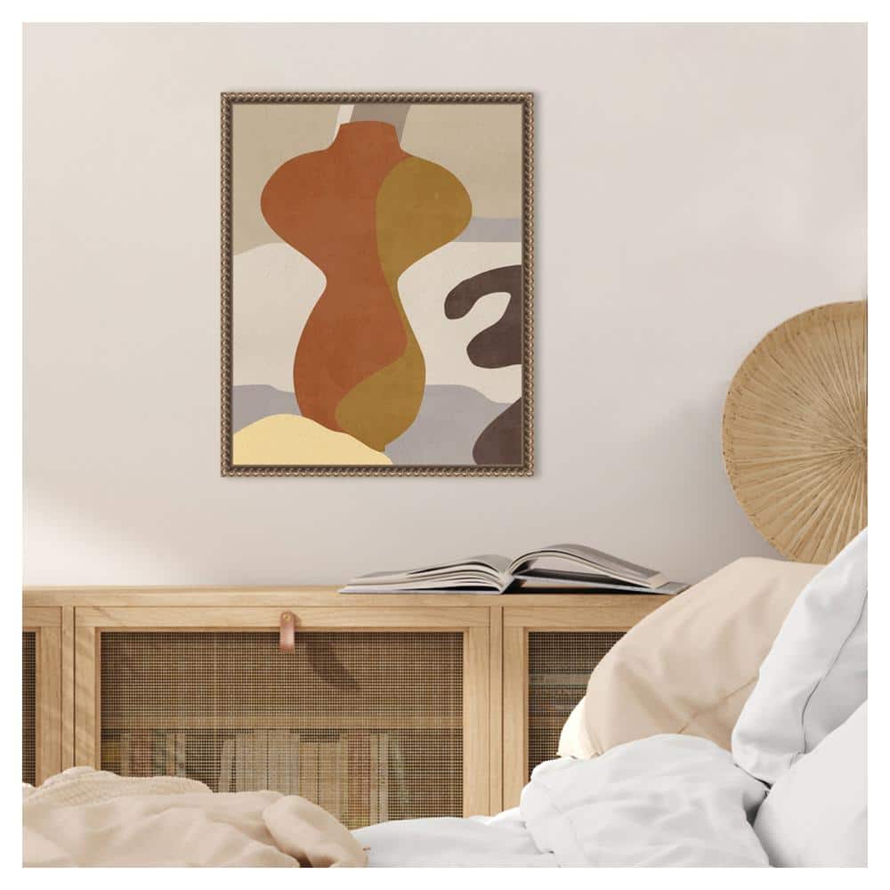 Cubist Vase IV Abstract Canvas Print with Bronze Frame
