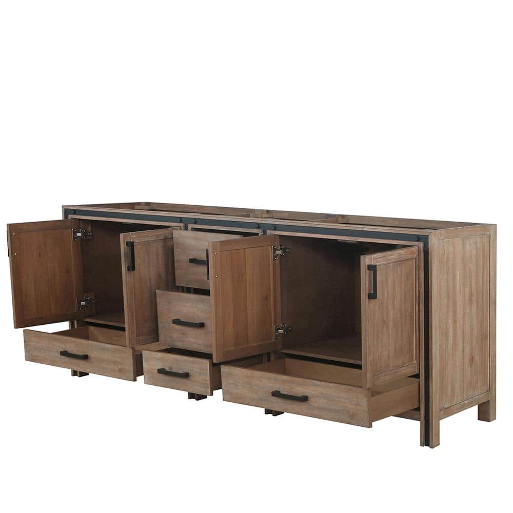 Ziva 84" Rustic Barnwood Double Freestanding Vanity Cabinet