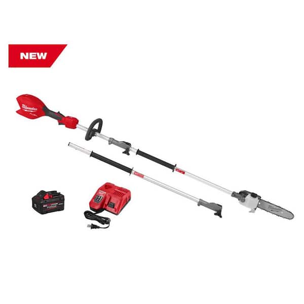 Milwaukee M18 Fuel 18V 10 in. Brushless Cordless Battery Powered Pole Saw Kit Quik-Lok Attachment Capability, 8.0 Forge Battery