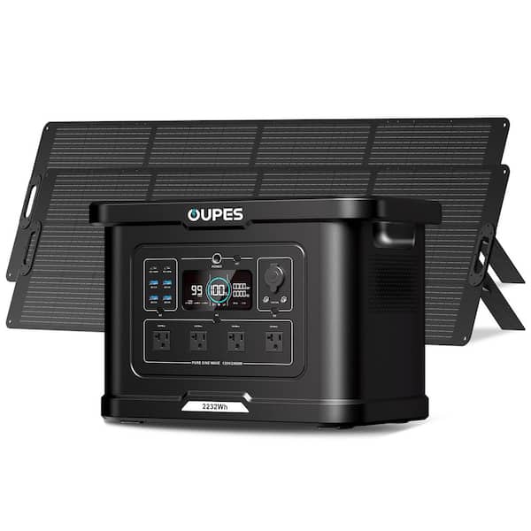 2400-Watt Output/4500W Peak Solar Generator Exodus 2400-Push Button Start Battery LiFePO4 w/ Two 220W Solar Panels