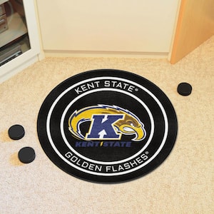 Kent State Black 2 ft. Round Hockey Puck Accent Rug