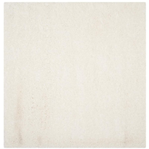 Polar Shag White 5 ft. x 5 ft. Square Solid Area Rug