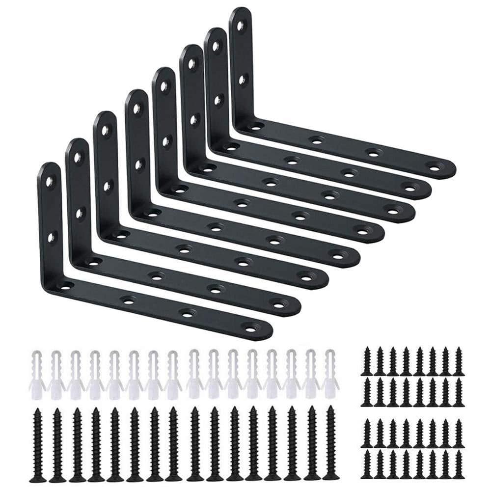 5 X3 Inch Steel L Shelf Bracket Heavy Duty Black Corner Brace for Wall Shelves with Screws 8 Pcs price history on PriceWatchPro