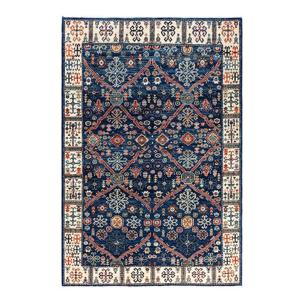 Chloe & Olivia Home Serapi Blue 4 ft. x 6 ft. Tribal Wool Indoor Area Rug