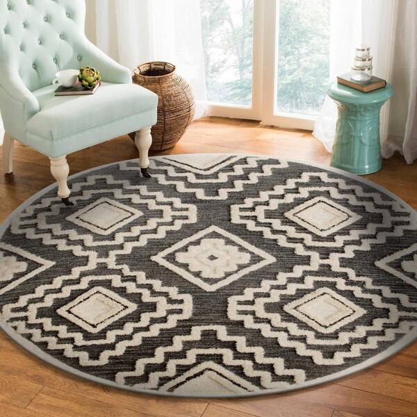 Lr Home Modern Gray Cream 4 Ft Round, Brown And Gray Round Rug