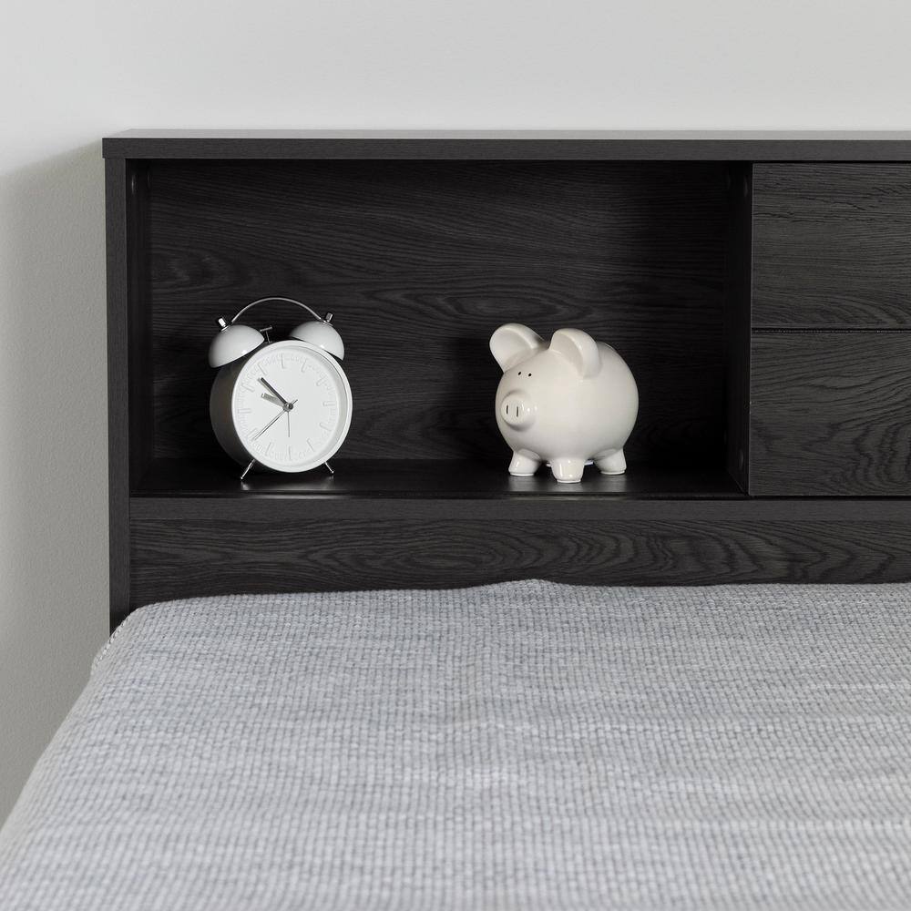 Gray Oak Twin Wood Headboard with Storage