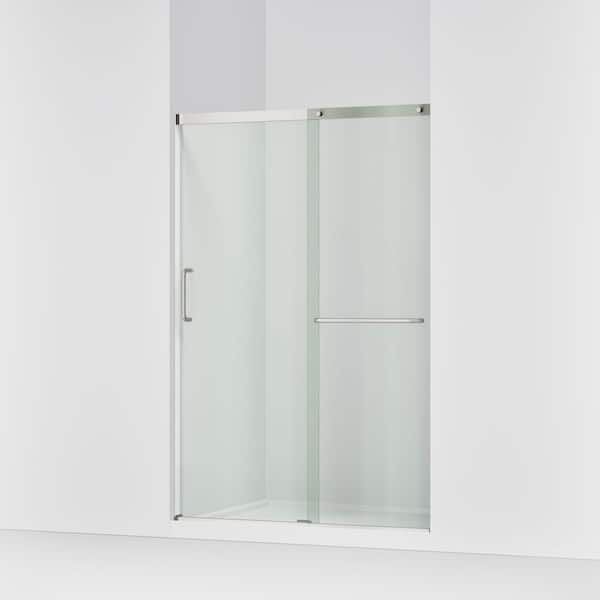 Elate 50-54 in. W x 71 in. H Sliding Frameless Shower Door in Anodized Matte Nickel with 1/4 in. Thick Clear Glass