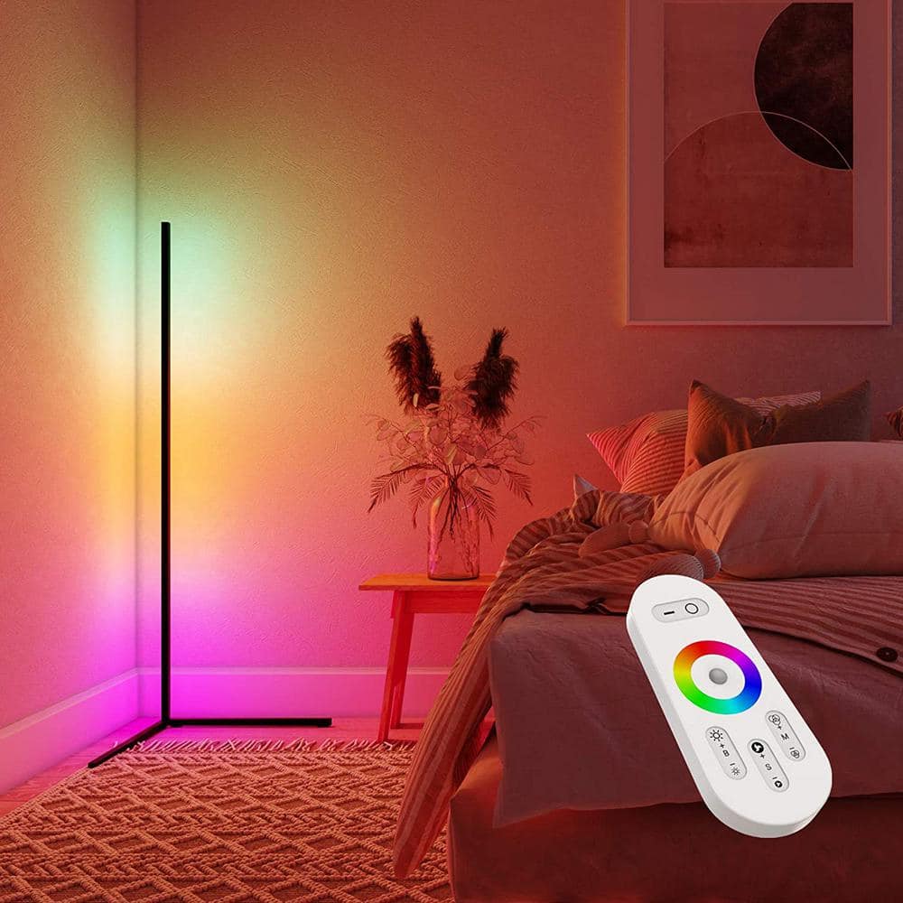 55.9'' Black Matte RGB LED Floor Lamp