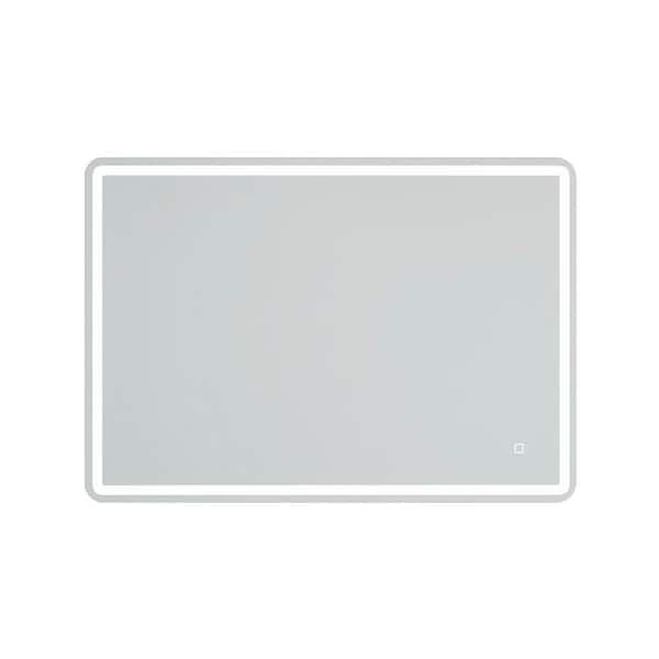 Unbranded 40 in. W x 28 in. H Large Rectangular Frameless Wall-Mount Anti-Fog Bluetooth LED Light Bathroom Vanity Mirror in Silver