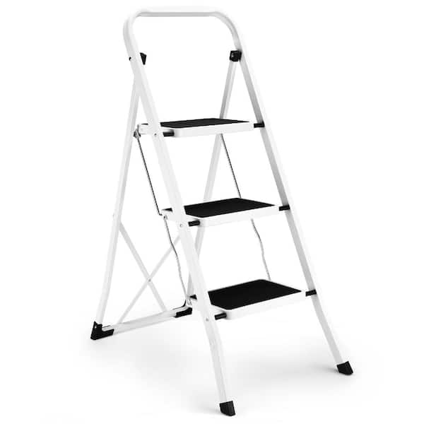 Soctone 3 Step Folding Ladder, Lightweight Portable Step Stool, 330 Lbs ...