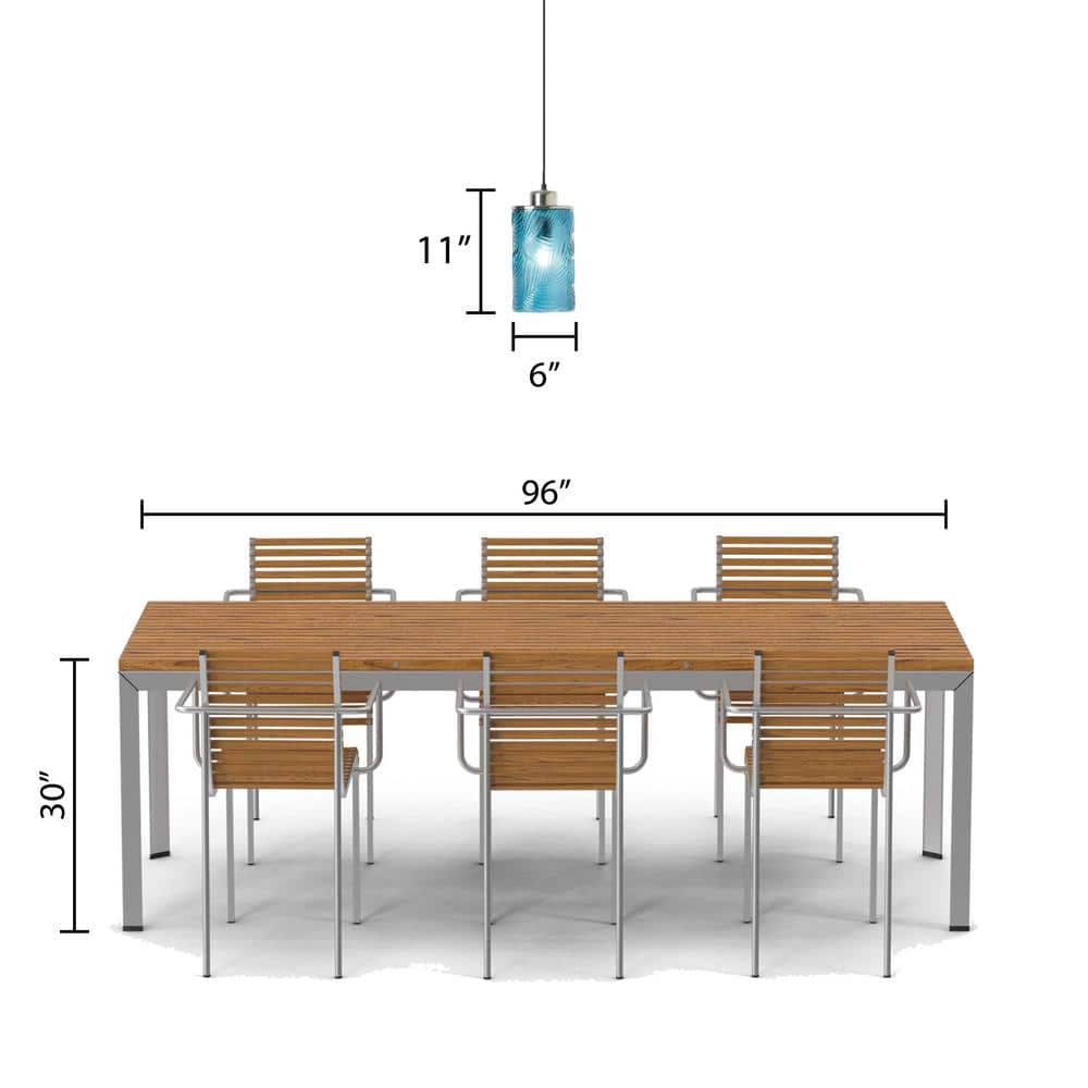 Aimee Blue Glass Cylinder Pendant Lamp with Palm Leaf Texture