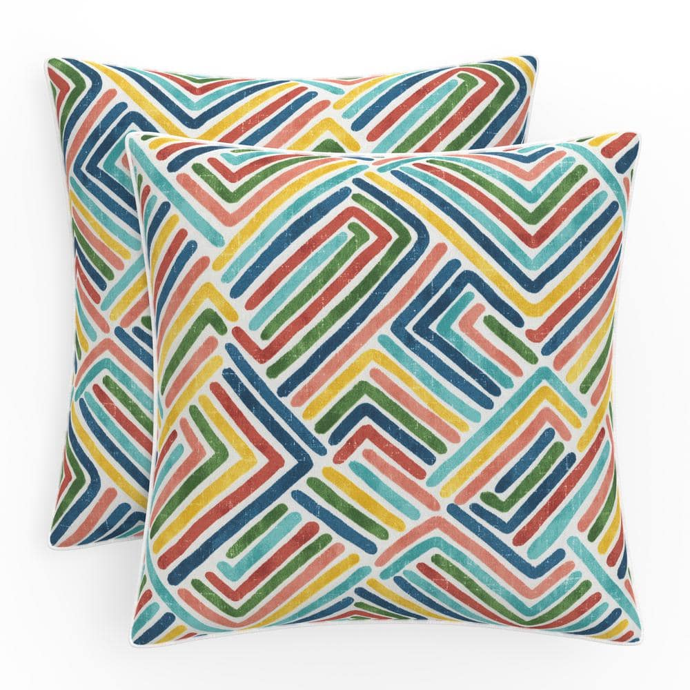 Pillow Perfect Geometric 16.5 in W x 5 in H Outdoor Accent Throw Pillows 2-Count in Estie Multi