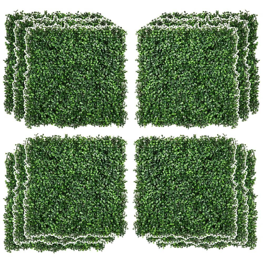 Afoxsos Green Milan Grass 20 x 20 in. 12-Pieces Artificial Grass Wall ...