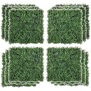 Green Milan Grass 20 x 20 in. 12-Pieces Artificial Grass Wall Panel for Indoor/Outdoor Decor, Wall and Fence Covering