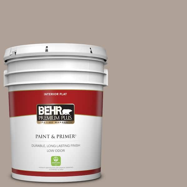 BEHR PREMIUM PLUS 5 gal. #N180-4 Moleskin Flat Low Odor Interior Paint & Primer