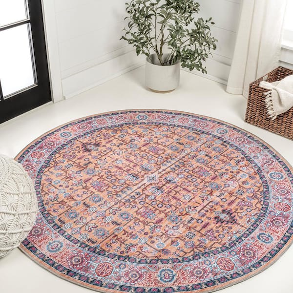 Kemer All-Over Multi 6 ft. Persian Machine-Washable Round Area Rug