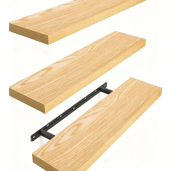 22.5 in. W x 6.7 in. D Floating Shelves Bathroom for Wall, Shelf Over Toilet, Decorative Wall Shelf, Set of 3, Oak