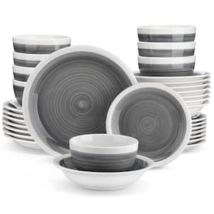 32-Piece Vintage Gray Porcelain Dinnerware Set Service for 8