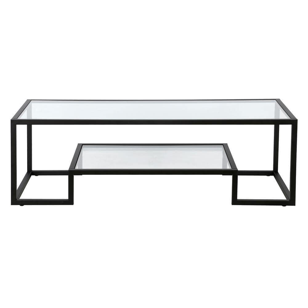 54" Blackened Bronze and Glass Rectangular Coffee Table