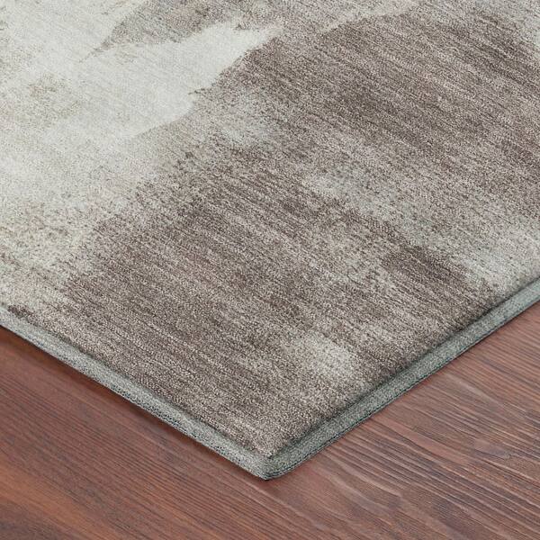 Mayfield Premium Machine Washable Abstract AMF2347 Charcoal 8 ft. x 8 ft. Round Rug