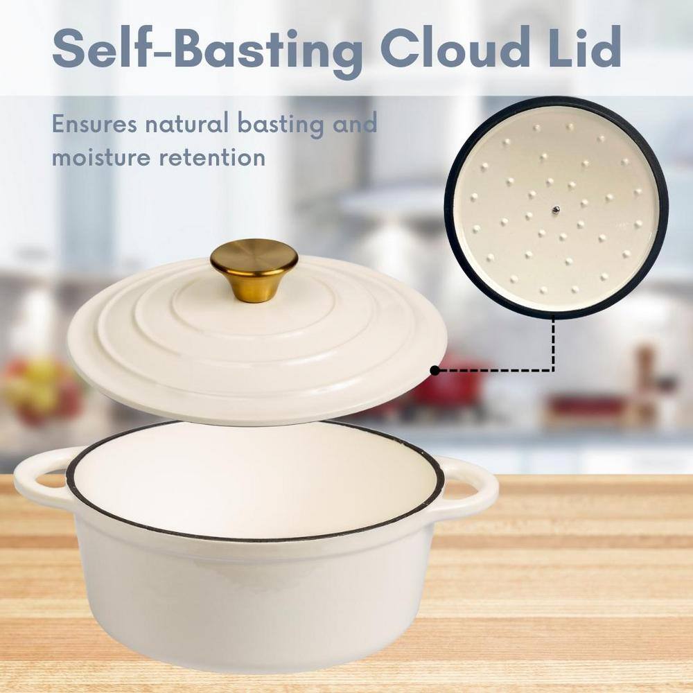 Cream Enameled Cast Iron 2.8 Qt. Dutch Oven with Lid
