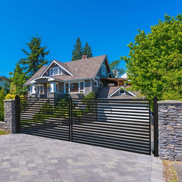 ALEKO Driveway 18 ft. x 6 ft. Black Steel Dual Swing Fence Gate