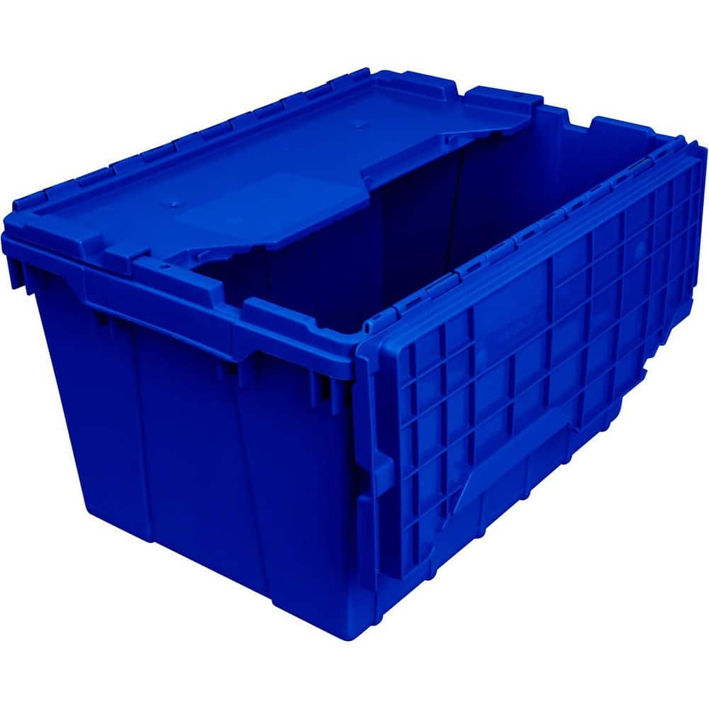 12 Gal. Attached Lid Container in Blue (6-Pack)