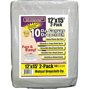 12 ft. x 15 ft. 10 oz. Natural Canvas Drop Cloth (2-Pack)