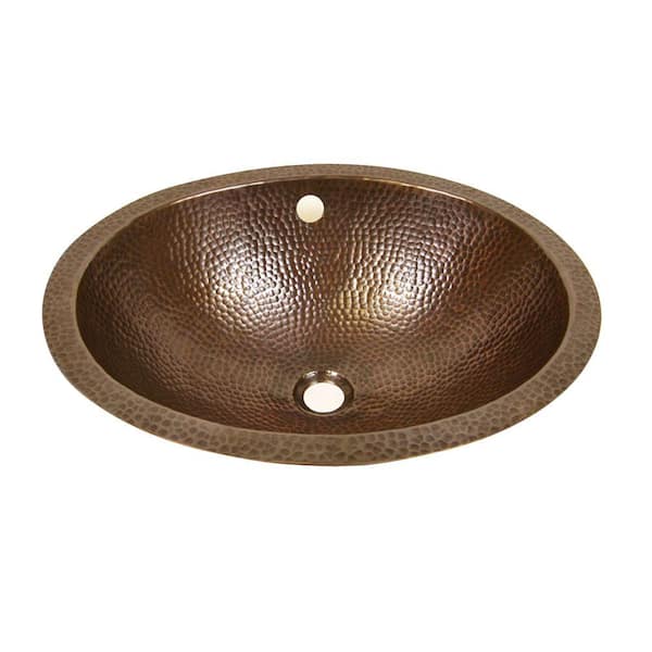 Barclay Products Oval Undermounted Bathroom Sink in Hammered Antique Copper