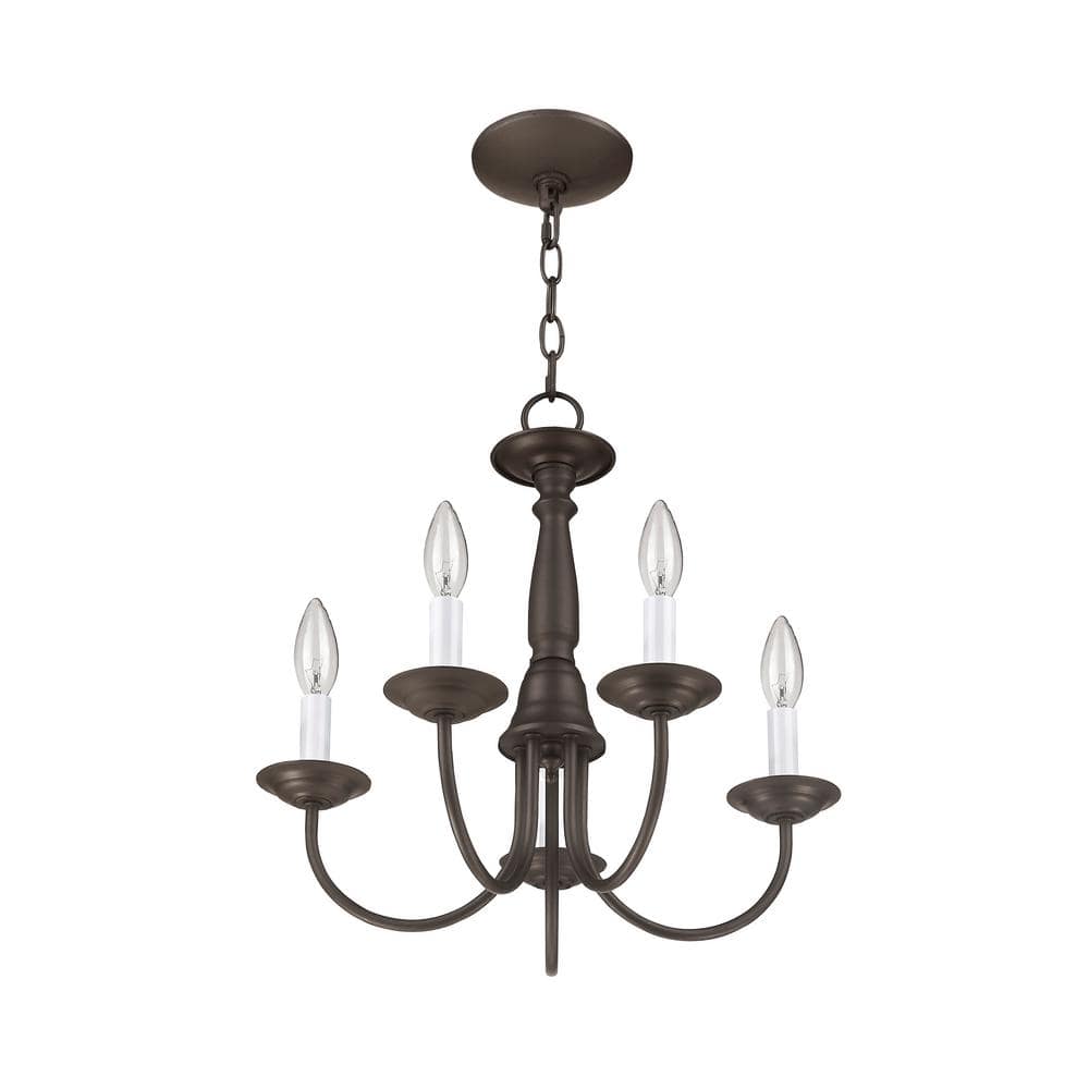 Elegant Bronze 5-Light Chandelier with Steel Finish and Chain Hang