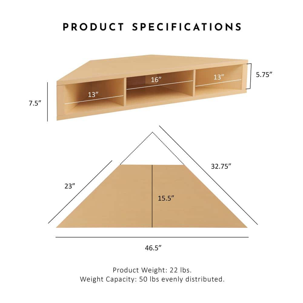 Maple Corner Floating TV Console with Open Shelves