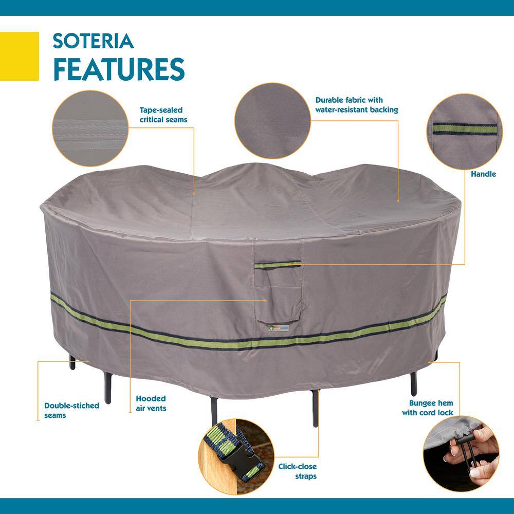 Soteria Gray Waterproof 108 Inch Round Patio Table Cover