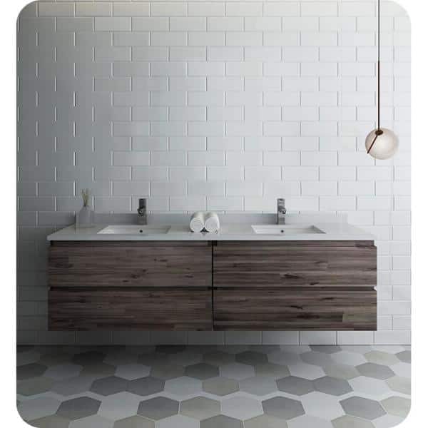 Fresca Formosa 70 In W Modern Double Wall Hung Vanity Cabinet Only Warm Gray Fcb31 3636aca The Home Depot Fresca Formosa 70 In W Modern Double, Home Depot Bathroom Cabinets Wall