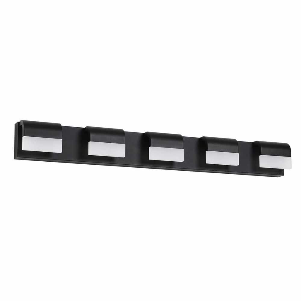 38 in. 5-Light Black Dimmable LED Bathroom Vanity Light, Wall Lighting for Mirror Shower and Bathroom price history on PriceWatchPro
