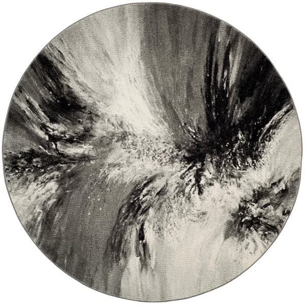 SAFAVIEH Glacier Gray/Multi 7 ft. x 7 ft. Round Abstract Area Rug