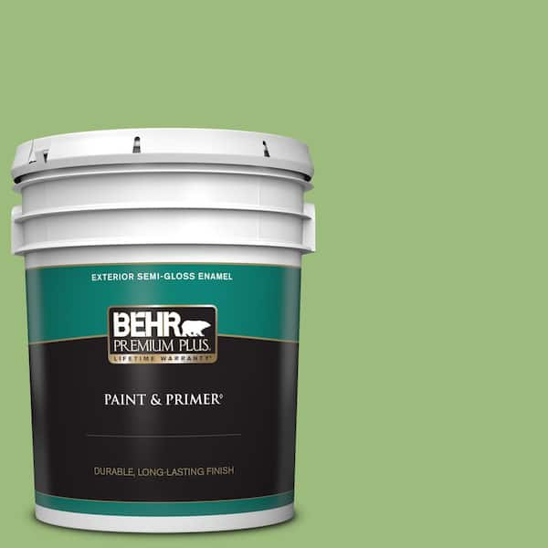 BEHR PREMIUM PLUS 5 gal. #P380-5 Gleeful Semi-Gloss Enamel Exterior Paint & Primer