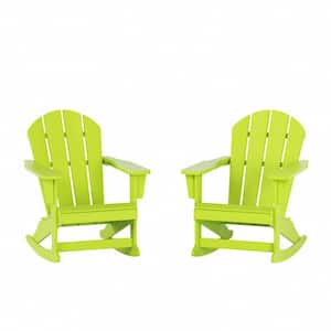 AMOS Lime Outdoor Rocking Poly Adirondack Chair (Set Of 2)