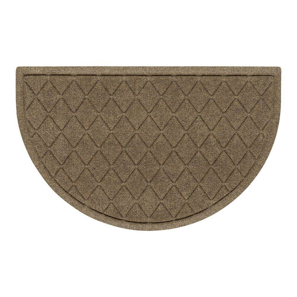 Waterhog Argyle 24 in. x 39 in. Indoor Outdoor PET Polyester Half Round Doormat Camel price history on PriceWatchPro