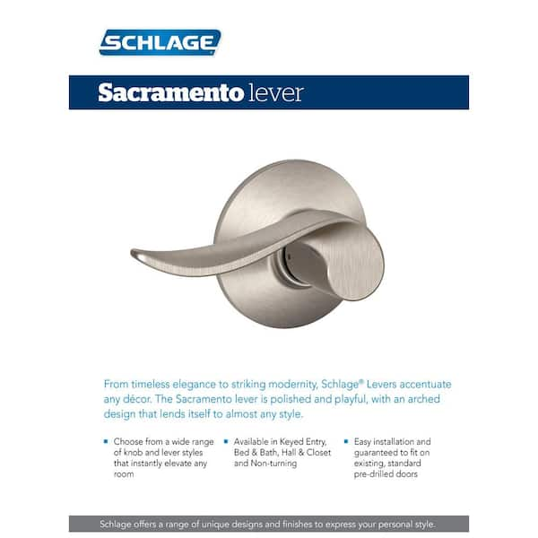 Schlage Sacramento Aged Bronze Keyed Entry Door Handle F51 V SAC