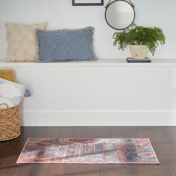 Machine Washable Series 1 Multicolor 3 ft. x 5 ft. Distressed Traditional Area Rug