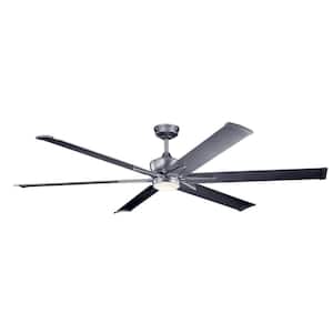 Szeplo II 80 in. Integrated LED Indoor Weathered Steel Downrod Mount Ceiling Fan with Light Kit and Wall Control