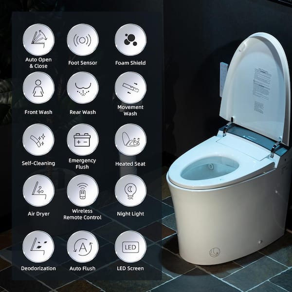 WOODBRIDGE Elongated ADA Smart Bidet Toilet 1.1/1.6 GPF in White