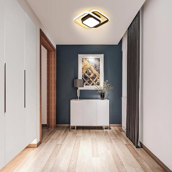 OUKANING 10.62 in. 1-Light Black Modern Geometric Design