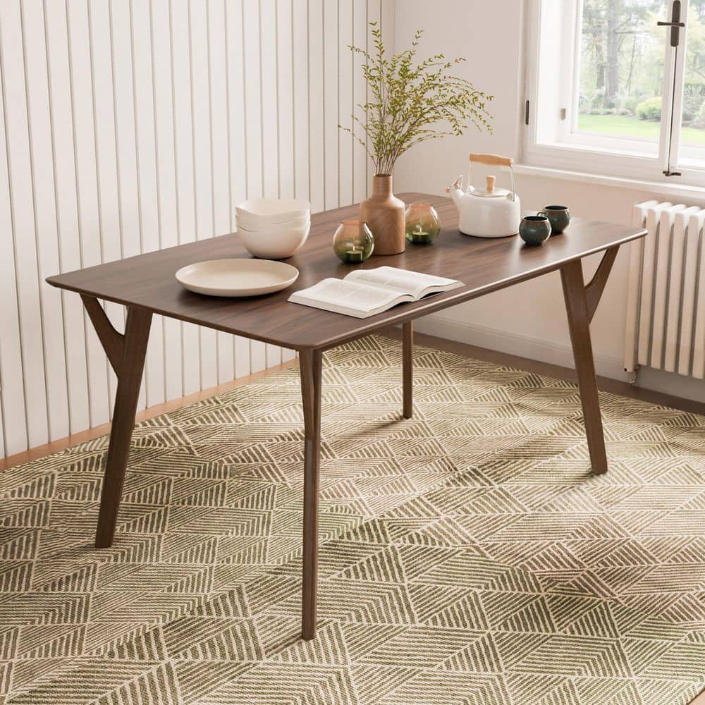 Furniture of America Palm Shade Mid Century Walnut Wood 59 in. 4