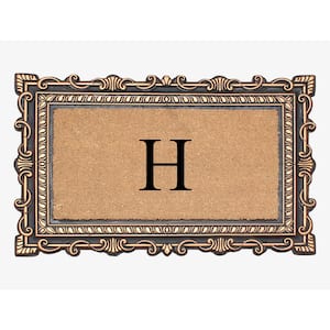 A1HC Carson Bronze/Beige 24 in. x 36 in. Rubber and Coir Heavy-Duty Easy to Clean Monogrammed H Door Mat