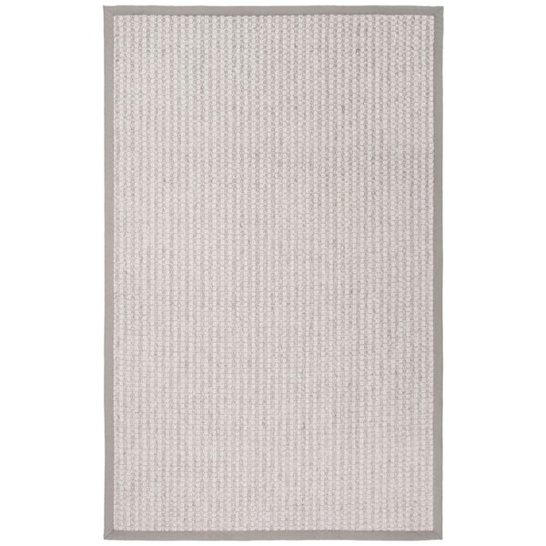 Palm Beach 8 ft. x 10 ft. Silver/Ivory Solid Color Striped Area Rug