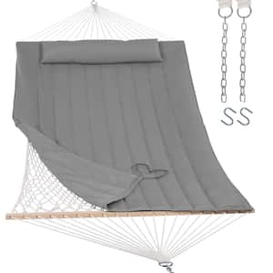 10 ft. to 14 ft. Outdoor Rope Hammock with Polyester Pad, 475 lbs. Capacity, Gray