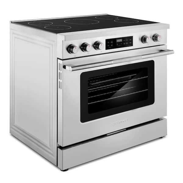 36 in. Stellar Collection 6.1 cu. ft. Induction Range, 5 Burner Ceramic Glass Cooktop, Convection Oven, Stainless Steel