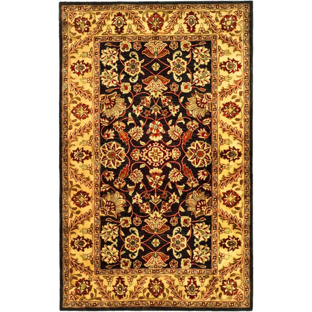 SAFAVIEH Golden Jaipur Black/Gold 4 ft. x 6 ft. Border Area Rug GJ250D ...